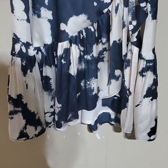 BARDOT Navy/Cream Blue Ruffle Wrap Dress - Size 6/S - Picture 4 of 9